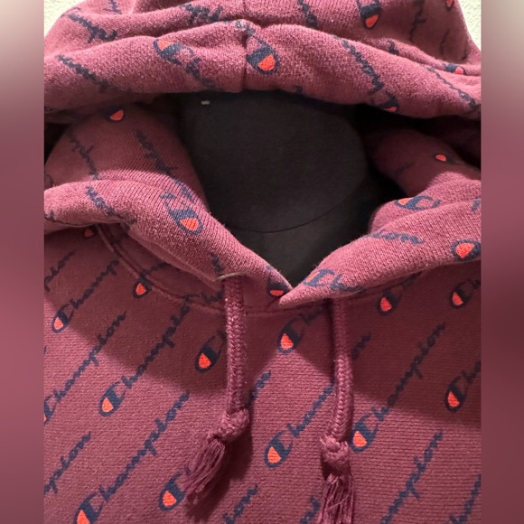 Champion all over script hoodie maroon size Medium - Picture 3 of 5